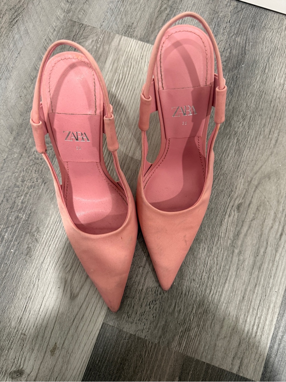Zara Coral Pink Pointed Slingback Pumps